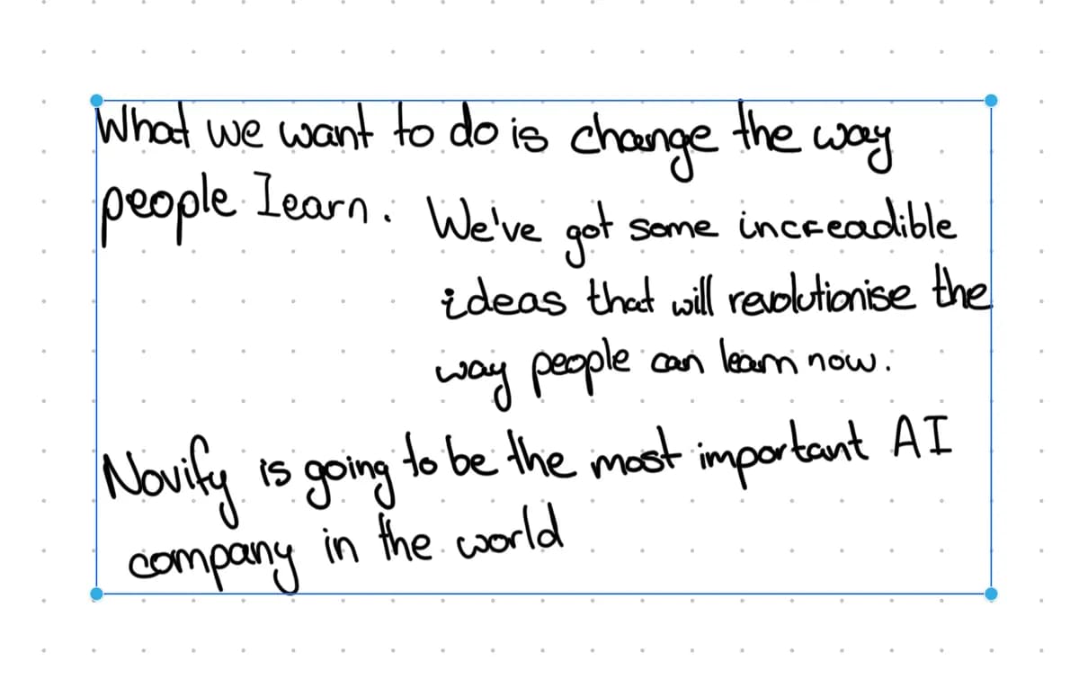 Handwritten notes from the builder